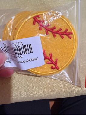 Yellow Baseball Patch Iron-On for Kids Backpacks - Unbranded